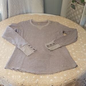 Carhartt Shirt Womens Navy Blue  Ribbed Henley 3 Snap Cotton Top Sz S 4-6